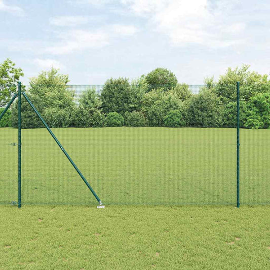 Fence with Posts Green 1.5 x 50 m Steel