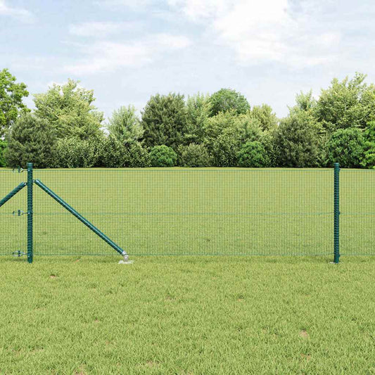 Fence with Posts Green 0.6 x 100 m Steel