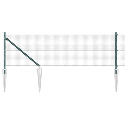 Fence with Posts Green 0.6 x 100 m Steel