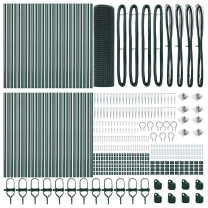 Fence with Posts Green 0.6 x 100 m Steel