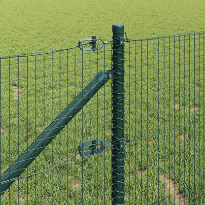 Fence with Posts Green 0.8 x 100 m Steel