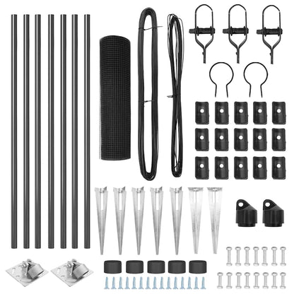 Fence with Posts Grey 0.5 x 10 m Steel