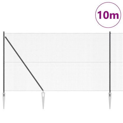 Fence with Posts Grey 1.6 x 10 m Steel