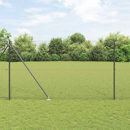 Fence with Posts Grey 1.5 x 25 m Steel