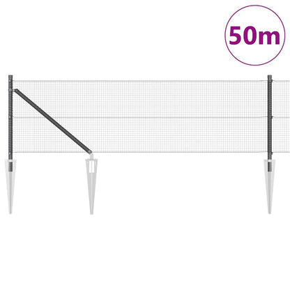 Fence with Posts Grey 0.8 x 50 m Steel