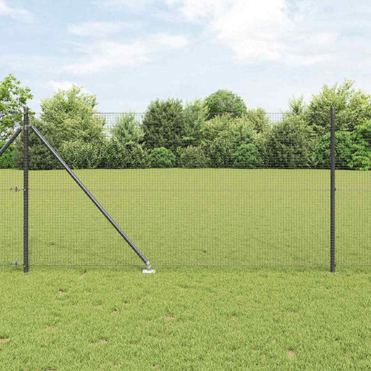 Fence with Posts Grey 1 x 50 m Steel