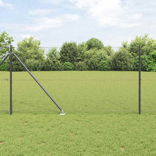 Fence with Posts Grey 1 x 50 m Steel