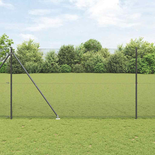 Fence with Posts Grey 1.5 x 50 m Steel
