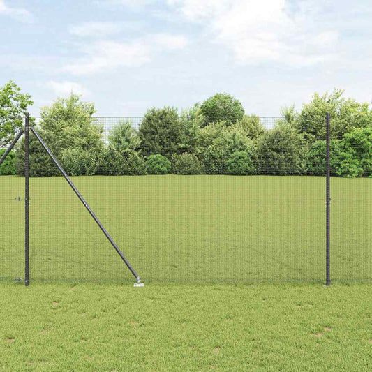 Fence with Posts Grey 1.5 x 50 m Steel