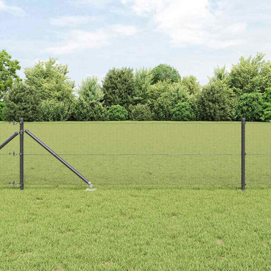 Fence with Posts Grey 0.6 x 100 m Steel