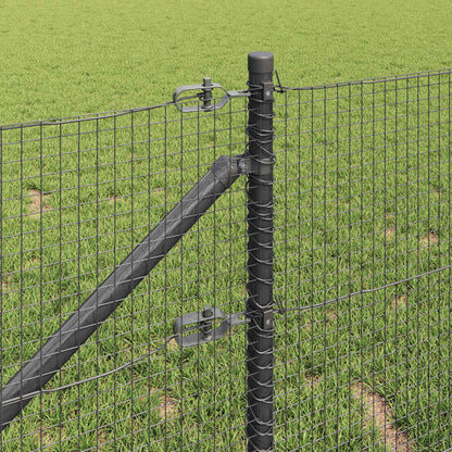 Fence with Posts Grey 0.6 x 100 m Steel