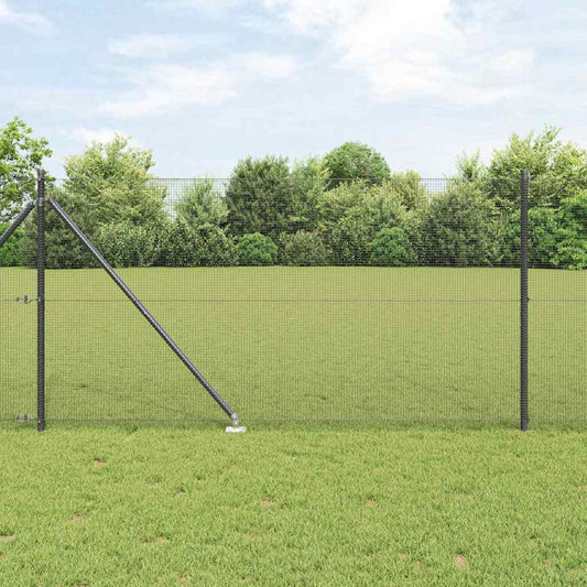 Fence with Posts Grey 1 x 100 m Steel