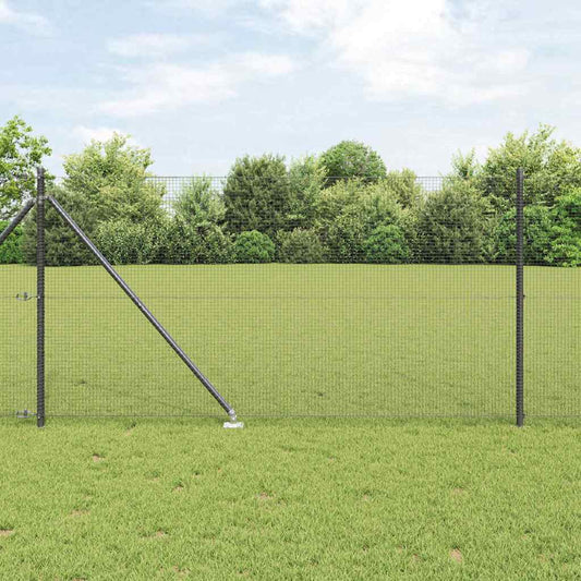 Fence with Posts Grey 1 x 100 m Steel