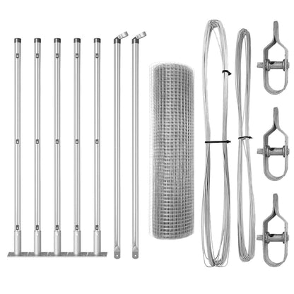 Fence with Posts Silver 0.5 x 10 m Steel