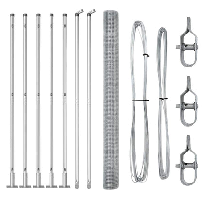 Fence with Posts Silver 1.5 x 10 m Steel