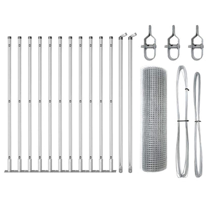 Fence with Posts Silver 0.4 x 25 m Steel