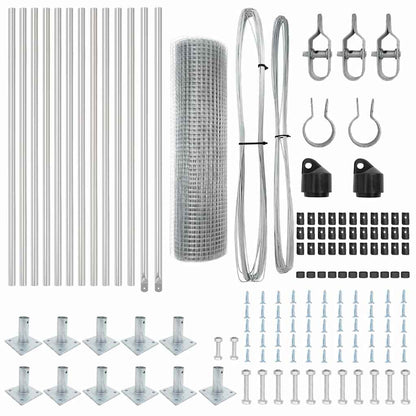 Fence with Posts Silver 0.5 x 25 m Steel