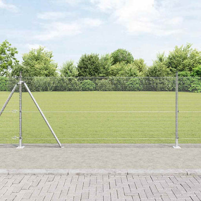 Fence with Posts Silver 0.8 x 25 m Steel