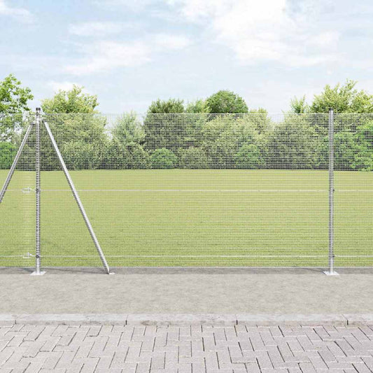 Fence with Posts Silver 1.2 x 25 m Steel