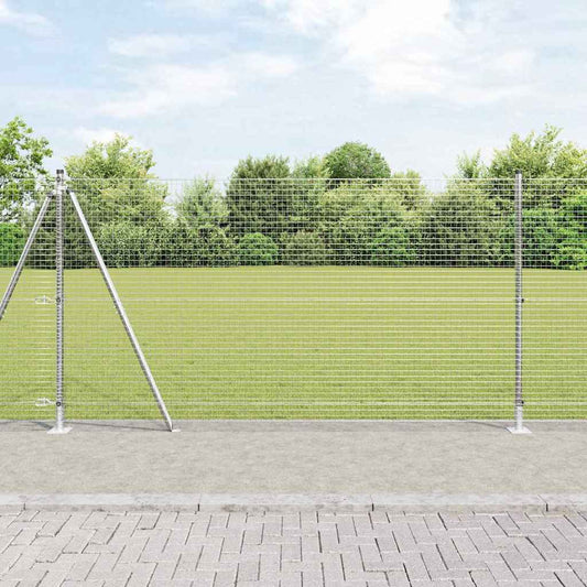 Fence with Posts Silver 1.2 x 25 m Steel