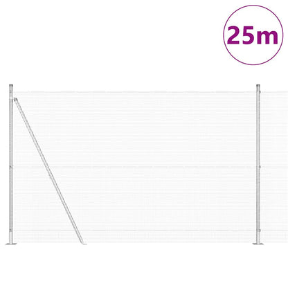 Fence with Posts Silver 1.5 x 25 m Steel