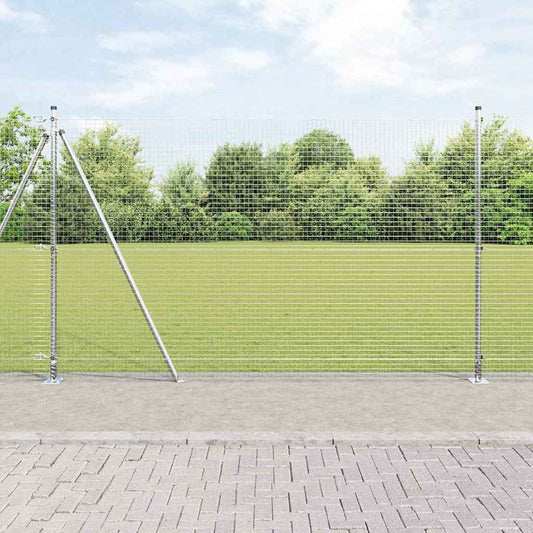 Fence with Posts Silver 1.6 x 25 m Steel