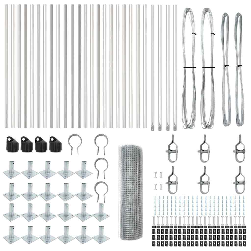 Fence with Posts Silver 0.6 x 50 m Steel