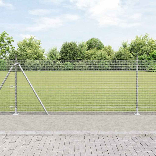 Fence with Posts Silver 0.8 x 50 m Steel