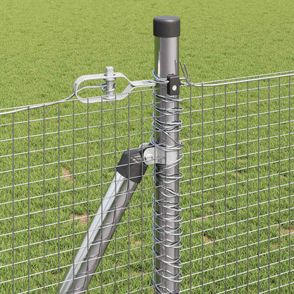 Fence with Posts Silver 0.8 x 50 m Steel