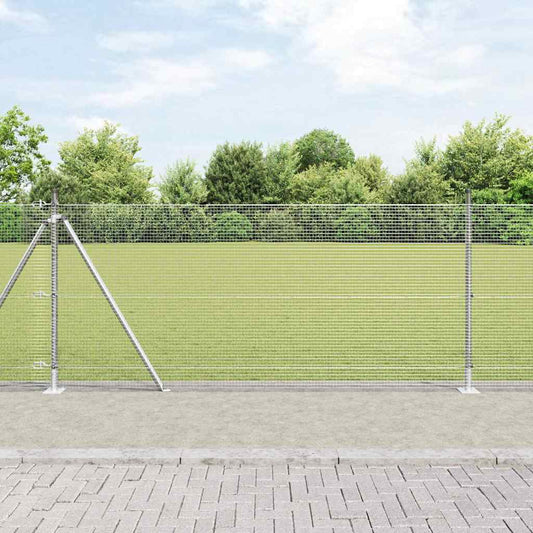 Fence with Posts Silver 1 x 50 m Steel
