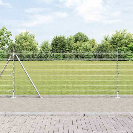 Fence with Posts Silver 1 x 50 m Steel