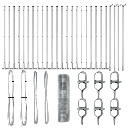 Fence with Posts Silver 1 x 50 m Steel