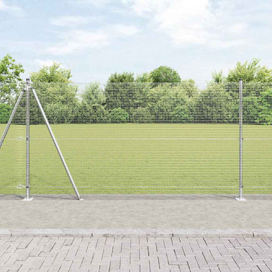 Fence with Posts Silver 1.2 x 50 m Steel