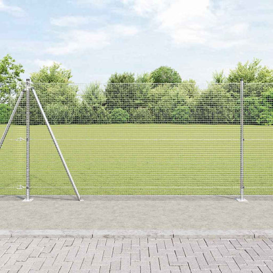 Fence with Posts Silver 1.2 x 50 m Steel