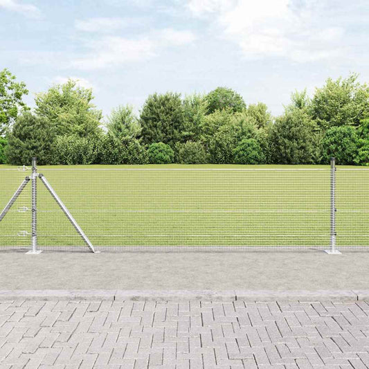Fence with Posts Silver 0.4 x 100 m Steel