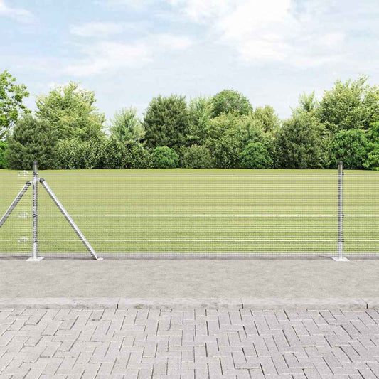 Fence with Posts Silver 0.5 x 100 m Steel