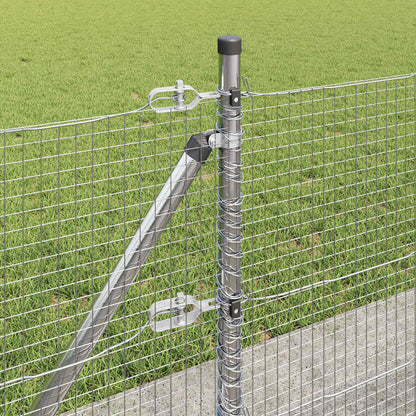 Fence with Posts Silver 0.5 x 100 m Steel