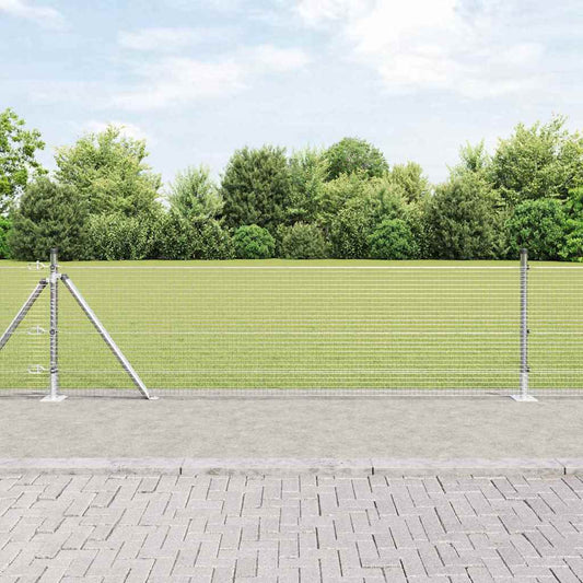Fence with Posts Silver 0.5 x 100 m Steel