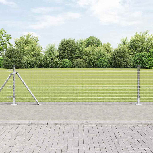 Fence with Posts Silver 0.6 x 100 m Steel