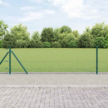Fence with Posts Green 0.5 x 10 m Steel
