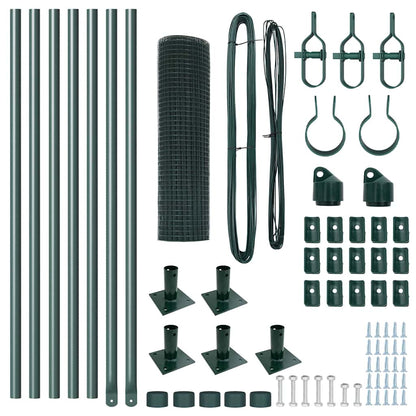 Fence with Posts Green 0.5 x 10 m Steel