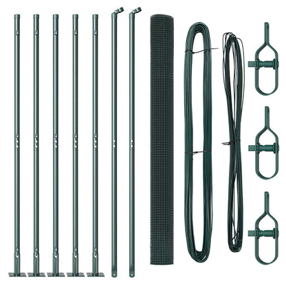 Fence with Posts Green 1.4 x 10 m Steel