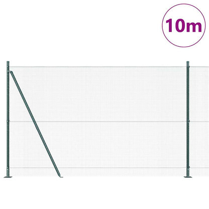 Fence with Posts Green 1.6 x 10 m Steel