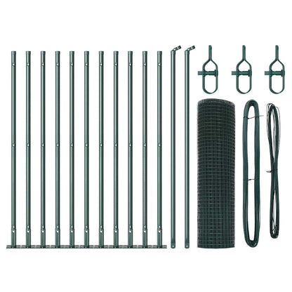 Fence with Posts Green 0.6 x 25 m Steel