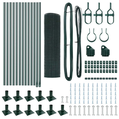 Fence with Posts Green 0.6 x 25 m Steel