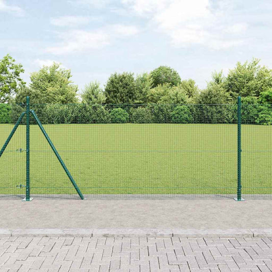 Fence with Posts Green 0.8 x 25 m Steel