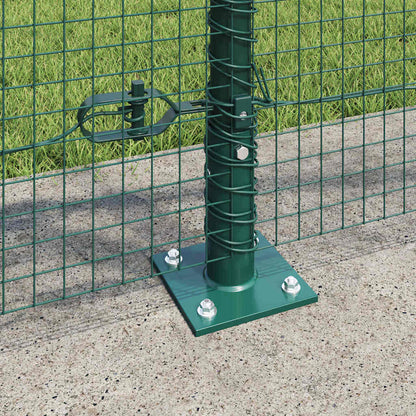 Fence with Posts Green 1 x 25 m Steel