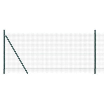 Fence with Posts Green 1 x 25 m Steel