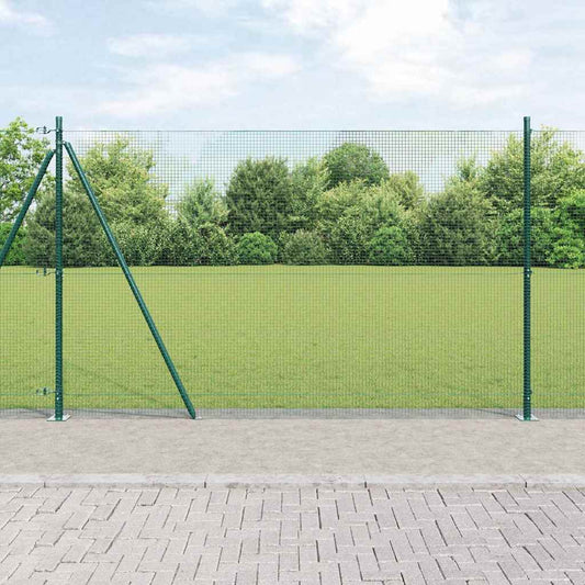 Fence with Posts Green 1.4 x 25 m Steel