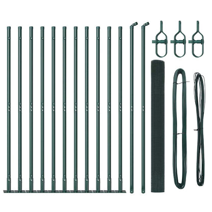 Fence with Posts Green 1.4 x 25 m Steel